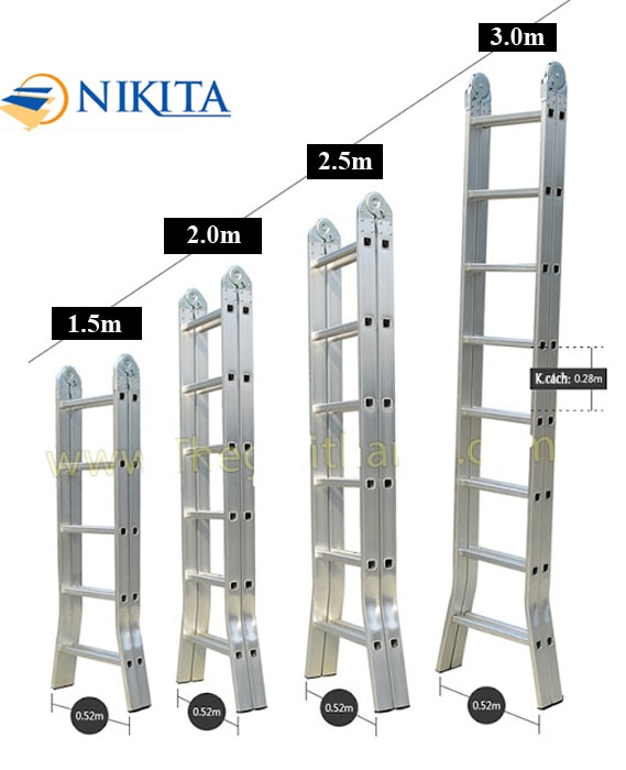 thang nhôm chữ a khóa tự động nikita nika25